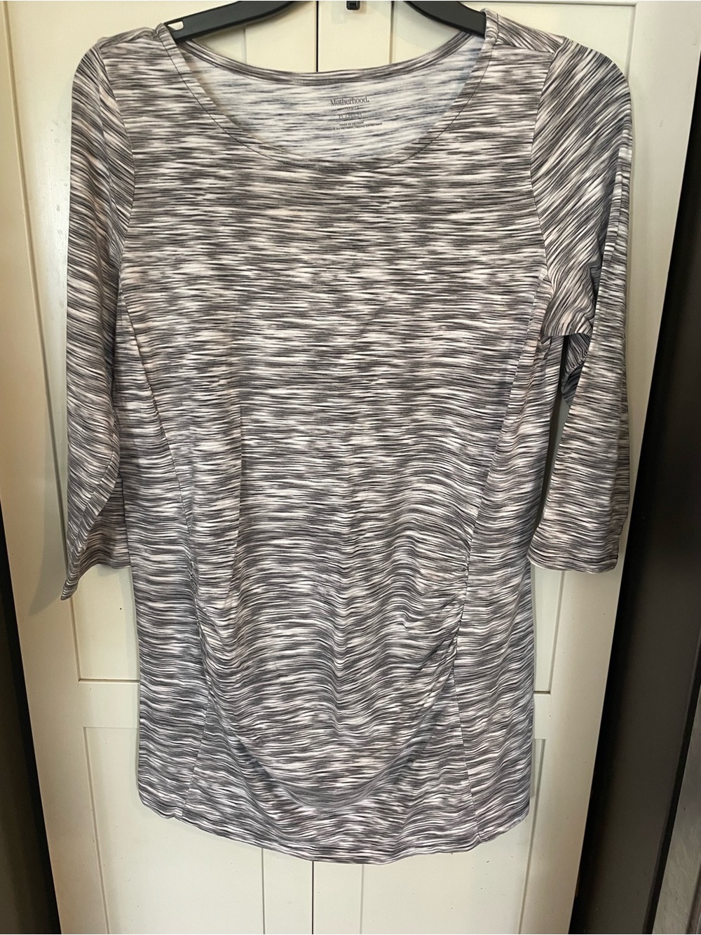 Motherhood Gray Space-Dye Long Sleeve Maternity Tee